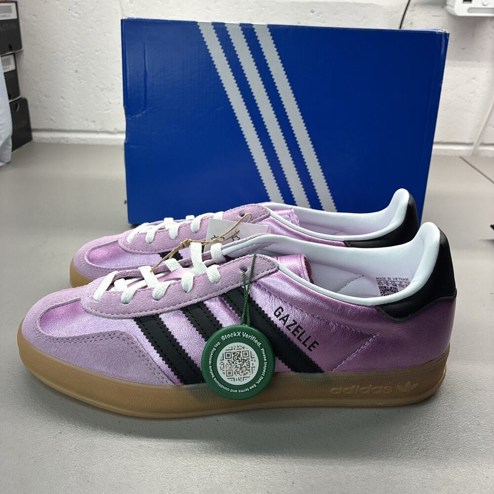 Adidas Gazelle Indoor Women's Size 6.5 Bliss Lilac Pink Black Shoes JS1406 NEW - Picture 2 of 8